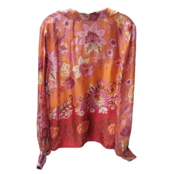 Alexis Beax Blouson-sleeve Printed Crepe Blouse In Orange Blossom L - Picture 4 of 16